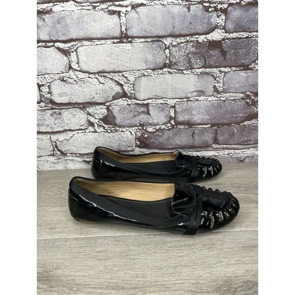 Kate Spade Black Patent Leather Slip On Bow Ballet Flats Shoes Women 6M US/36EU - Picture 8 of 16